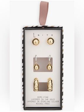 LEITH Trio of Gold Earrings • NWT
